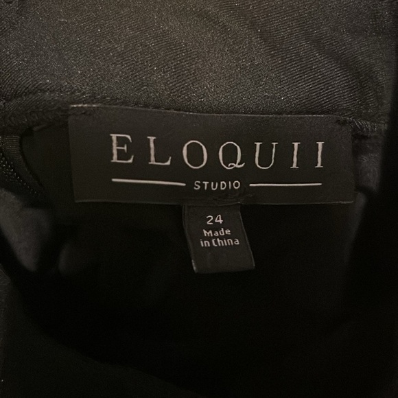 Eloquii studio black sleeveless high front slit stretch long dress plus size 24 - Picture 5 of 6